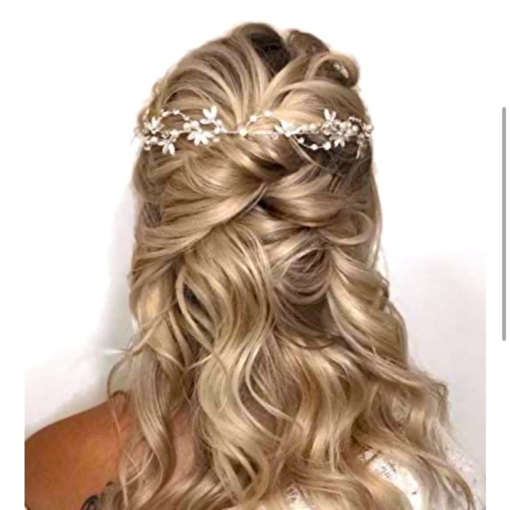 SWEETV Bridal Pearl Silver-Leaf Crystal Headpiece/Tiara